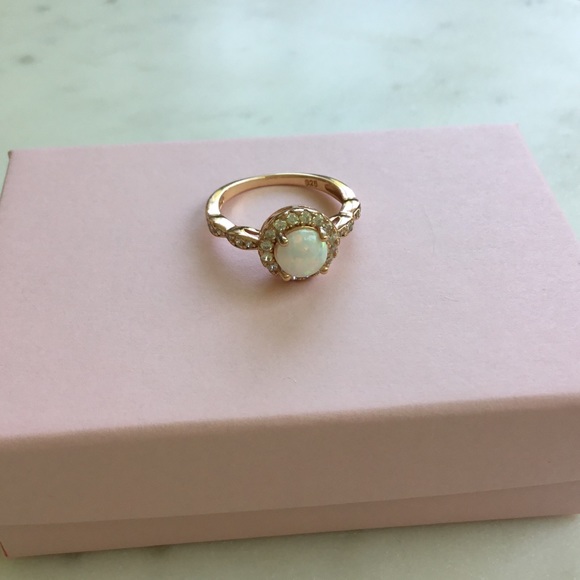 Sale $18! Rose Gold Plated over .925 Sterling Silver Lab created Opal Ring - Picture 16 of 16